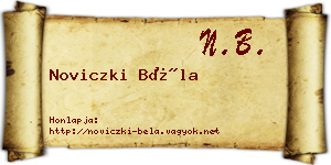 Noviczki Béla névjegykártya